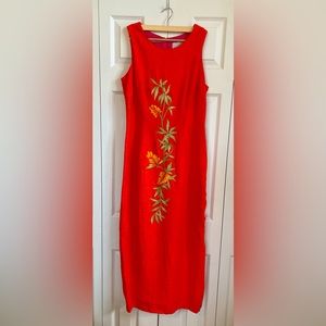 Studio C Linen / Rayon Orange and Embroidered Dress - Size 10